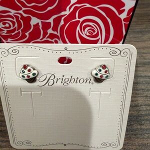 Brighton Cupcake Earrings with Red and Blue Accents